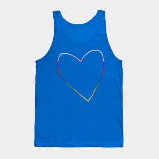 Unconventional Rainbow Heart Outline Tank Top